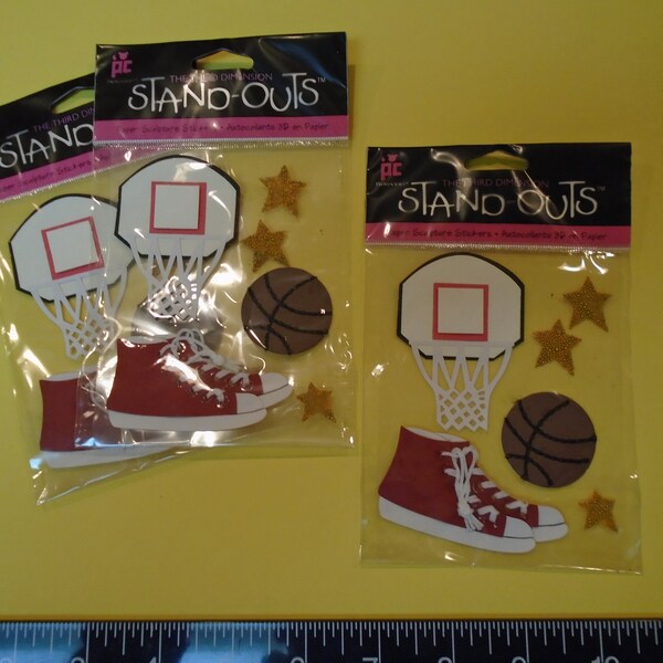 Set of 3 Packages of Provo Craft Stand-Out Basketball Dimensional Embellishments