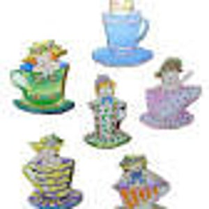 Wooden Tea Party Drawer Pulls *** HAND-PAINTED *** 5 STYLES ***