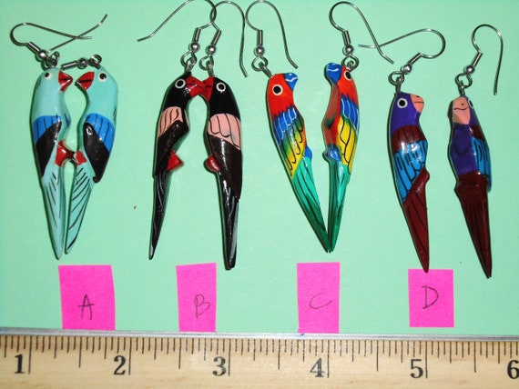 Parrot vintage wood earrings From Bali. *** FREE … - image 1