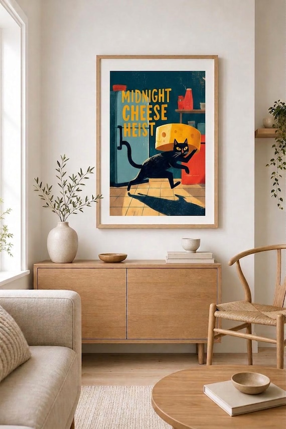 Funny Cat Poster – Retro Kitchen Wall Art