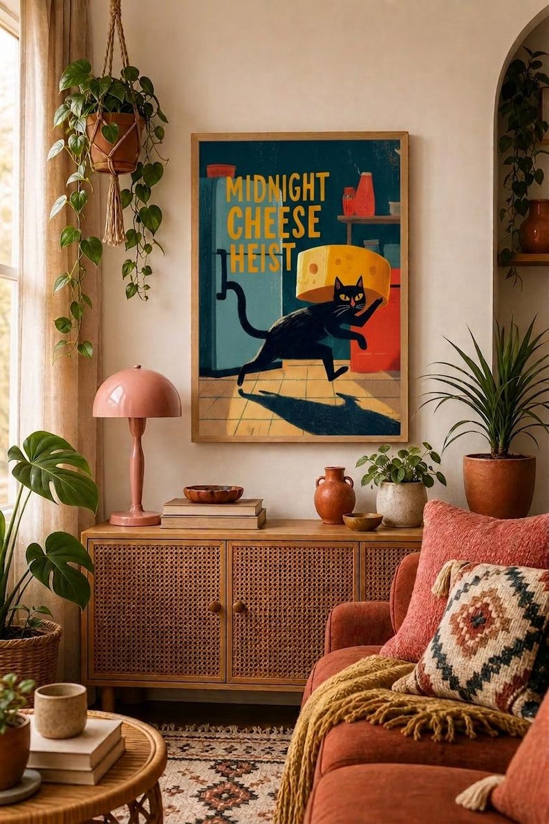 Affiche Chat Rigolo – Décoration Murale Rétro Cuisine image 4