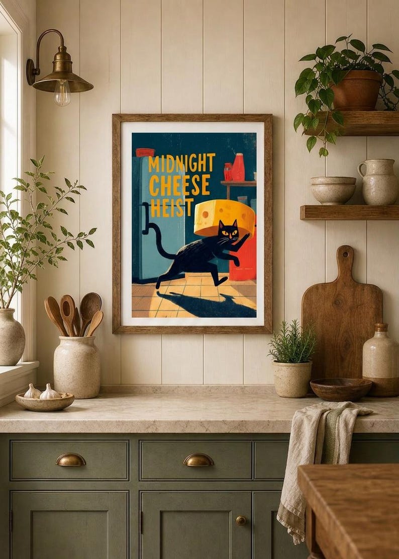 Affiche Chat Rigolo – Décoration Murale Rétro Cuisine image 3