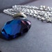 Large Blue Crystal Necklace:  Extra Long Silver Chain Necklace, Deep Capri  Ocean Blue Chandelier Crystal Necklace, Winter Wedding Jewelry