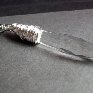 Crystal Point Necklace: Chandelier Crystal Dagger Necklace, Long Hammered Fine Silver Chain Glass Spear Icicle Necklace, Layering Jewelry image 1