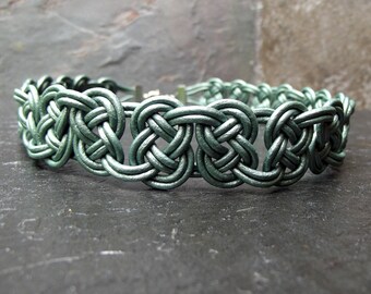 Seafoam Green Choker:  Leather Macrame Necklace, Celtic Knot, Unisex Gender Neutral,