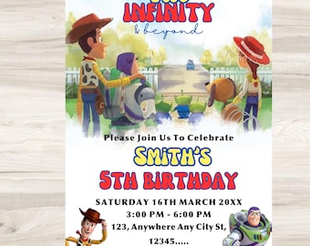 Editable Two infinity and Beyond Birthday invitation | Toy Story Party invitation, Invite 2nd Birthday | Digital kids Birthday invites Canva