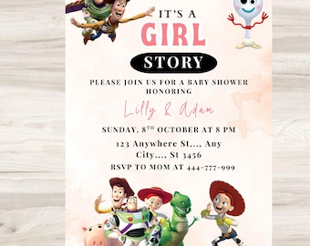 Toy Story Baby Shower Invitation Girl, Digital E-invite (PDF)