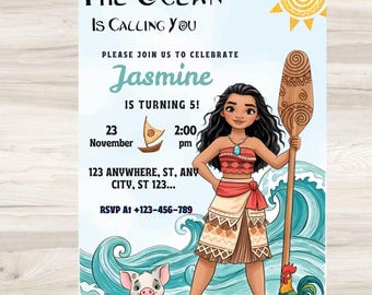 Moana Birthday Invitation | Ocean Theme, Editable Template (Digital Download)
