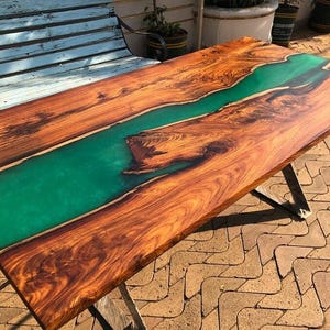 Natural Wood Epoxy Coffee Table – Rustic, Rectangle & Dining Tables