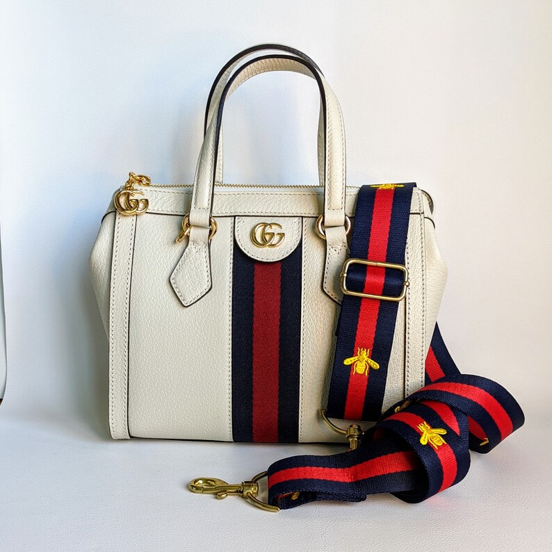 1.5 Guitar style bag purse strap Gucci Style Stripe BLUE Etsy