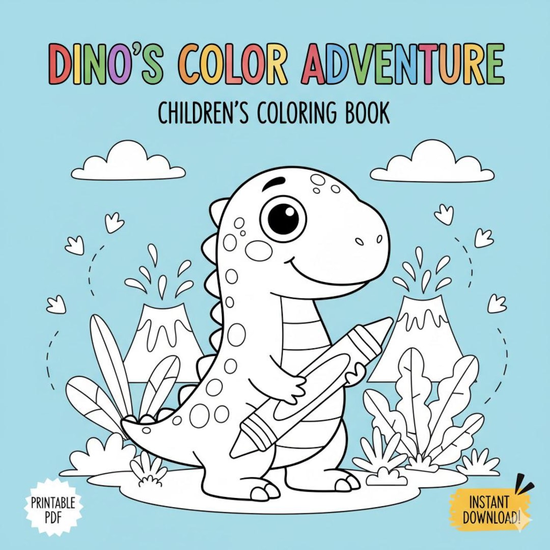 Dinosaur Coloring Book for Kids | Dino Adventure (printable PDF) - Etsy
