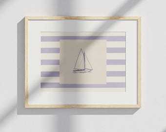 Sailboat Wall Art: Minimalist Nautical Stripes (Digital Download)