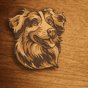 Berger australien chien multicouche SVG, mandala chien australien en couches 3D, animal de compagnie Papercut Design pour Cricut Silhouette, art mural chien en couches