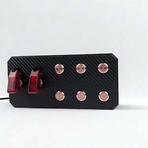 Sim Racing Button Box | Carbon Fiber, 6 LED Buttons, 2 Switches (USB Plug-and-Play)