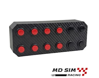 12-Button Sim Racing Box – Carbon Fiber Finish, Plug & Play for iRacing, Assetto Corsa