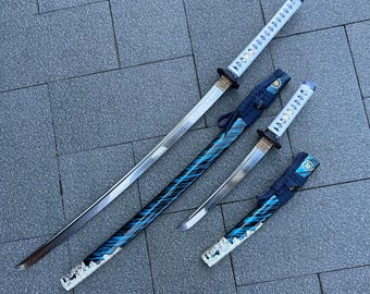 Life-Size Highly Detailed Replica of the Sakai Katana and Sakai Tanto from Ghost of Tsushima, T10 Steel Clay Tempered With Hamon