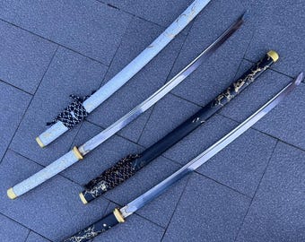 Life-Size Highly Detailed Replica from Ghost of Yōtei katana,Midnight Gilding,Dawn Gilding,T10 Steel Clay Tempered With Hamon