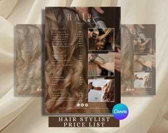 Hair Stylist Price List Template Hair Salon Pricelist Flyer Templates Printable Beauty and Hair Style Pricing Sheet Braids Prices Guide