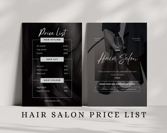 Kapsels Vlechten Prijsgids Kapper Prijslijst Sjabloon folder, kant-en-klare schoonheidssalon prijslijst sjablonen, prijslijst make-up artiest