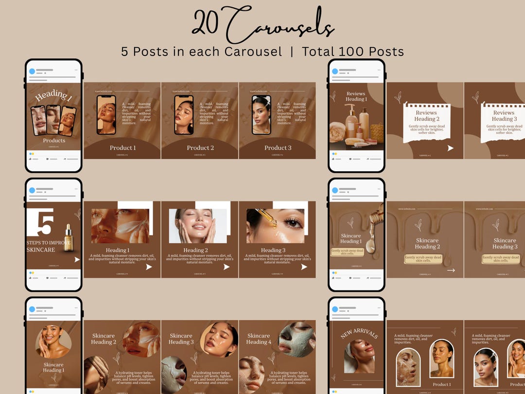 Instagram Carousel Templates for Skincare and Spa, Clinical Beauty ...