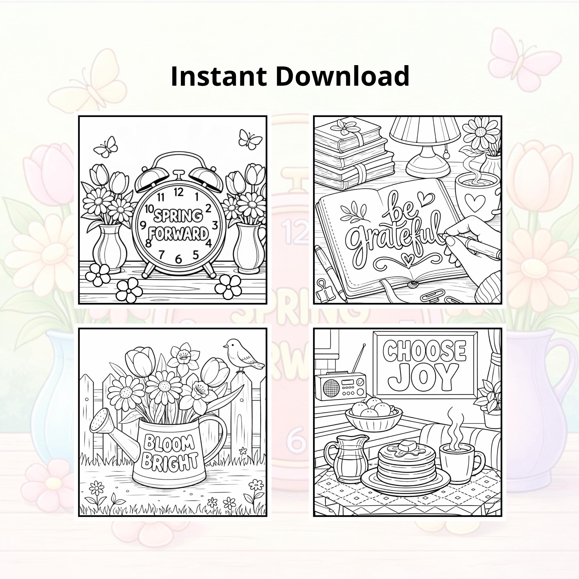 Spring Affirmation and Motivational Coloring Book, 25 Inspirational ...