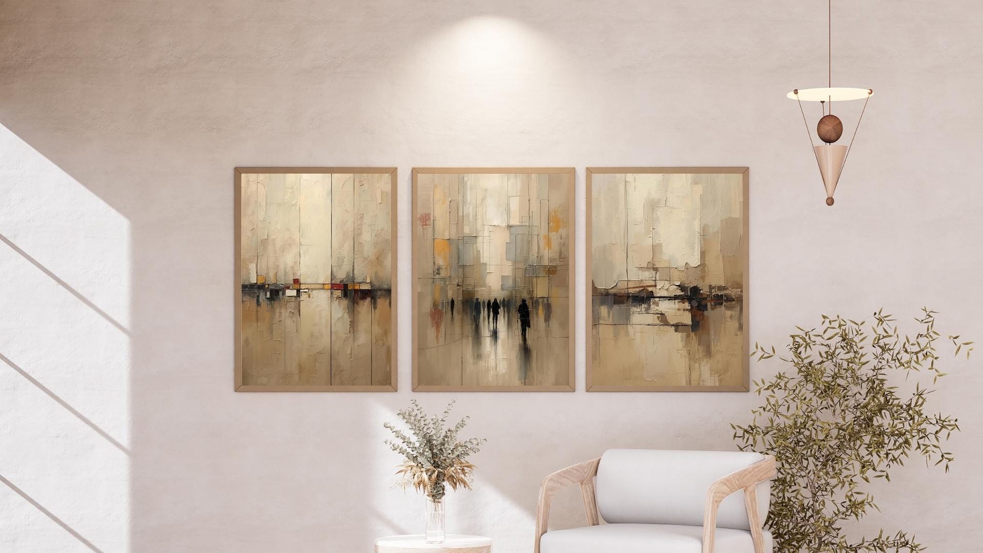 Beige Abstract Wall Art Set of 3 | Modern Neutral Textured Prints - Etsy