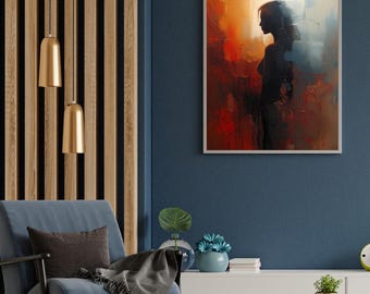 Abstract Woman Silhouette Wall Art Printable Modern Portrait Minimal Digital Download