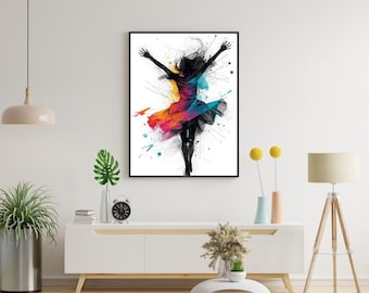 Abstract Dancer Wall Art Printable, Colorful Dance Poster, Modern Minimal Digital Download, Instant Print Set