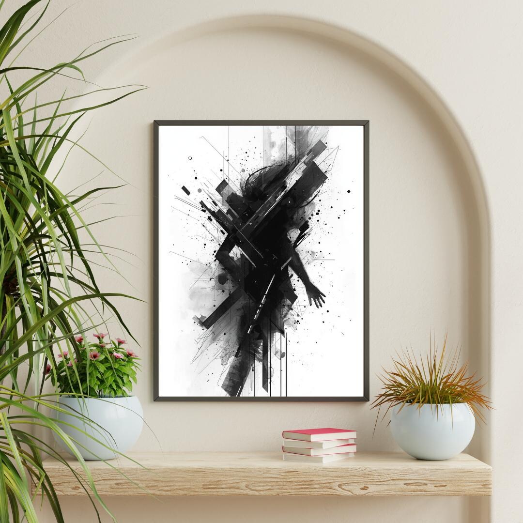 Abstract Black Wall Art Print Modern Minimalist Digital Download Home ...