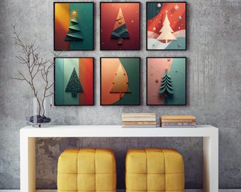Modern Christmas Tree Printable Wall Art Set of 8