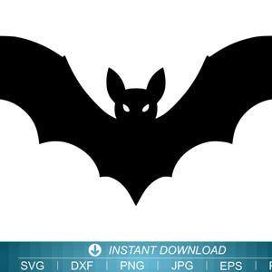 May include: A black bat silhouette with outstretched wings, perfect for Halloween or spooky-themed crafts. The bat has pointed ears and visible eyes. The image is a digital download, as indicated by the text at the bottom.