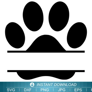May include: Black paw print design with a space for text. The design includes a paw print with five oval shapes and a rectangular space below. The words "INSTANT DOWNLOAD" are visible.
