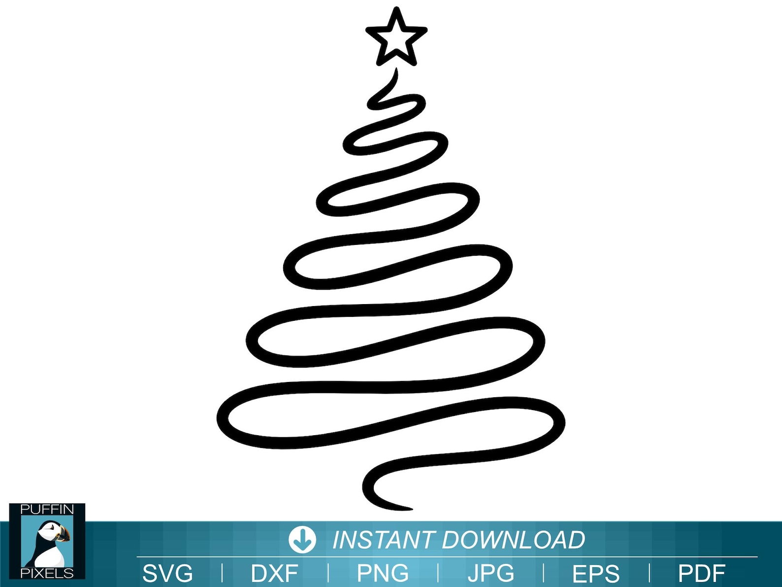 Swirly Christmas Tree SVG, Star Cut File (digital Download) - Etsy