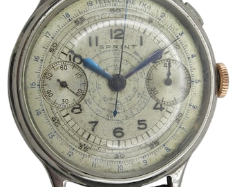 Breitling Sprint 1940er Monopusher Chronograph | Landeron 13 Hahn | 39,5 mm | Telemeter & Tachymeter Swiss Vintage