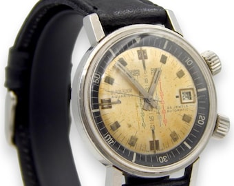 Gladiator Aquarius Super Compressor Vintage Swiss Diver 25J Automatic Dual Crown 1960s Collectible Watch