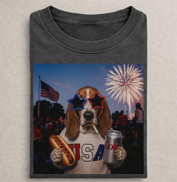 Basset Hound 250year T-Shirt, Novelty Patriotic Basset Hound Tee, Funny 4th of July Basset Hound Shirt, Basset Hound Drinking Beach Shirt