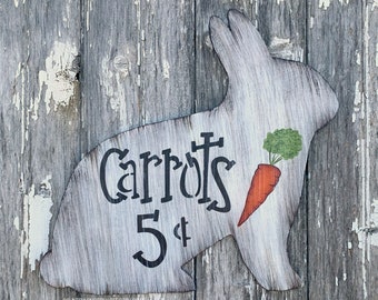 Hand painted spring bunny sign, farmhouse bunny sign, Easter decorations, Easter hostess gift, country home decor, coffee bar decor,
