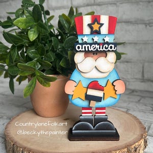 Wooden Uncle Sam, patriotic tiered tray decor, memorial day decorations, 4th of july shelf sitter, summer decor, independence day decor, USA