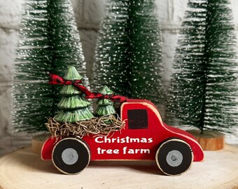 Little red truck, farm truck, Christmas tree farm, country Christmas, tiered tray decor, shelf sitter, stocking stuffers for women