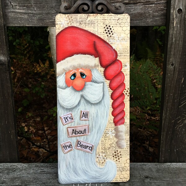 Santa Christmas decoration, Santa Claus wooden sign, traditional christmas, hand painted, holiday sign, best selling items, best gifts 