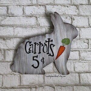 Spring bunny sign, Easter carrots 5 cents wall decor, Easter decorations, Easter hostess gift, Easter basket stuffers for adults, home decor image 2