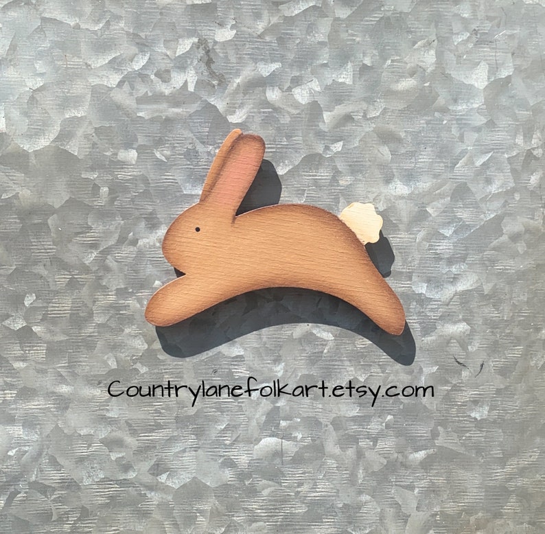 Brown Bunny wood magnet, Easter basket stuffers for adults, hostess gift, farmhouse rabbit decor, cute fridge magnets, bunny mom gift, image 7
