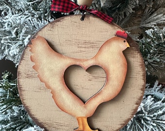 Buff orpington chicken Christmas ornament, chicken lover gift, wooden Christmas ornaments, country Christmas, chicken gifts for women