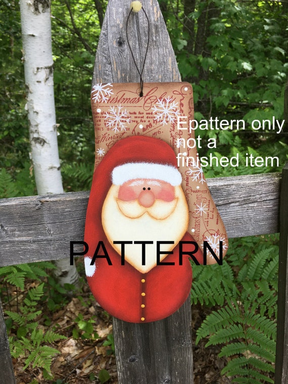 Santa Mitten Painting Epattern Painting Patterns Christmas Etsy