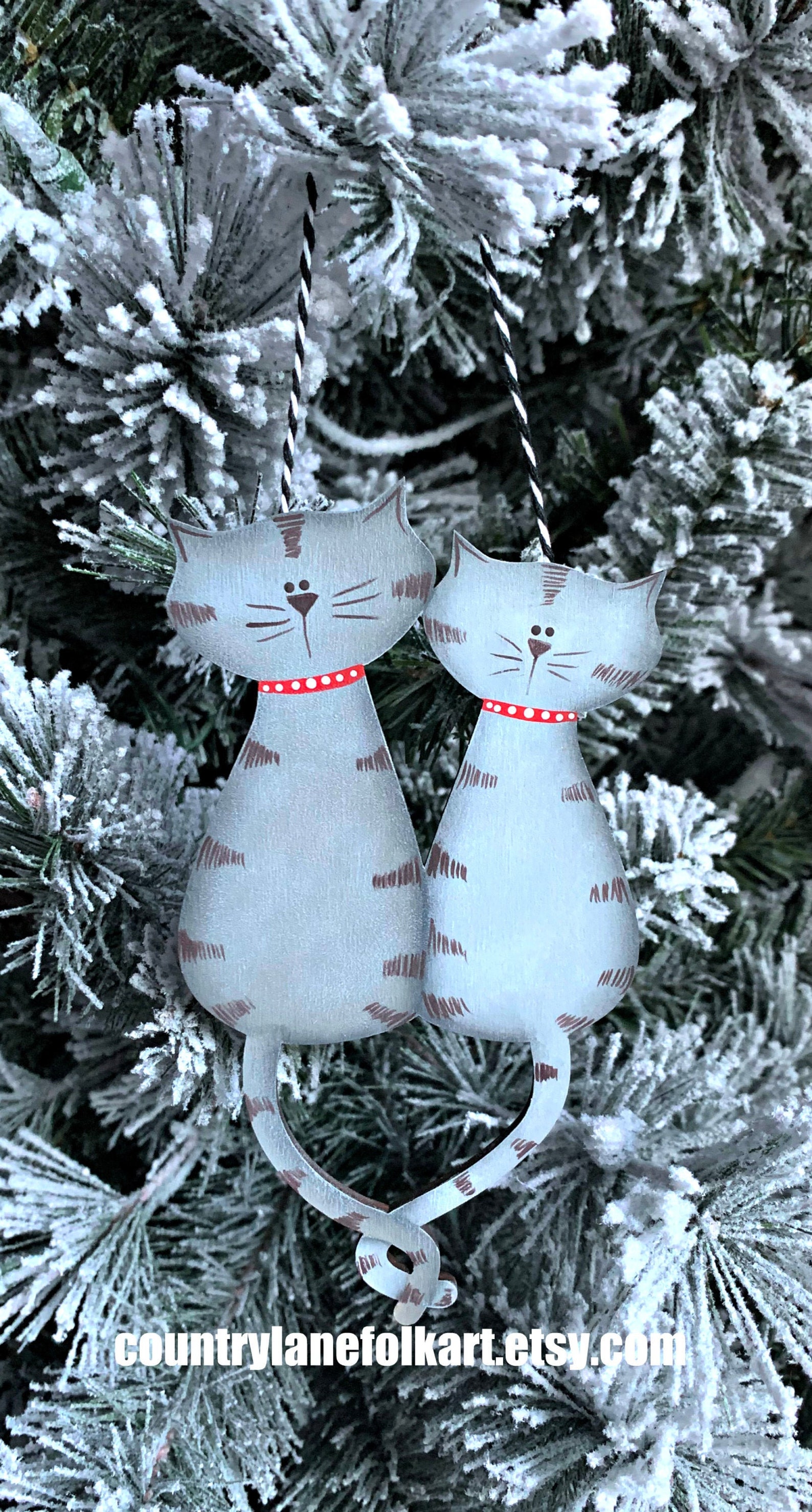 Gray tabby cat ornament cat Christmas ornaments cat lover | Etsy