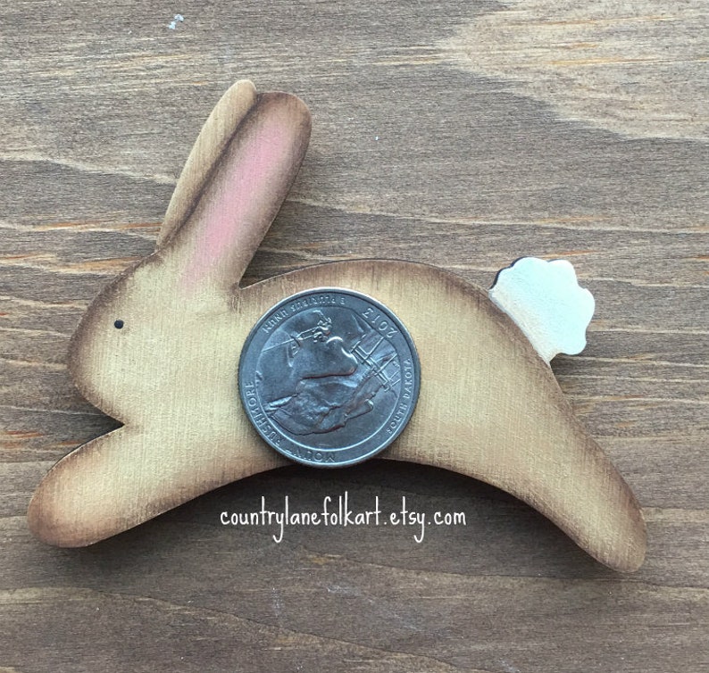 Brown Bunny wood magnet, Easter basket stuffers for adults, hostess gift, farmhouse rabbit decor, cute fridge magnets, bunny mom gift, image 5