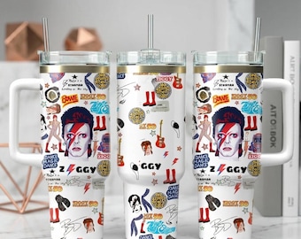 David Bowie Tumbler 40Oz, David Bowie Custom Tumbler, David Bowie Tumbler, David Bowie Coffee Tumbler, Insulated Cup