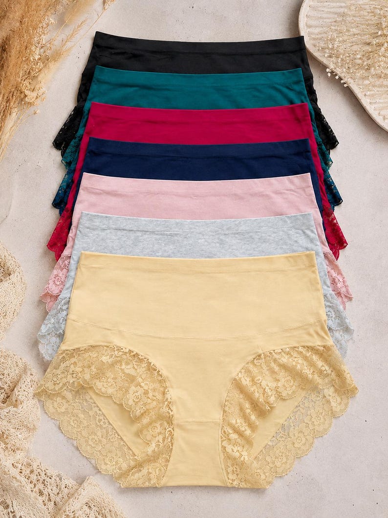 Plus Size Cotton Underwear High Waisted Panties Tummy Control Full ...