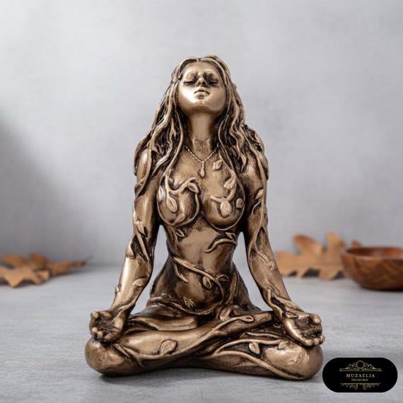Mother Earth Gaia Goddess Statue Mini Buddha Healing Chakra Sculpture for Meditation & Home Decor