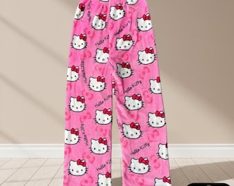 Kawaii Cat Pajama Pants, Pyjamas Gift For Mother Daughter Child Birthday Warm Gift for her, Gift for him, Valentine's Day Gifts